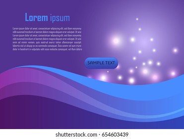 Vector abstract background with wave and shiny background in blue and violet color