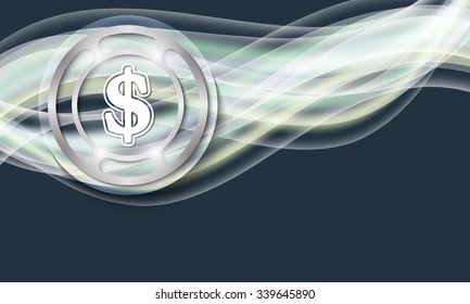 Vector abstract background with waves and dollar symbol