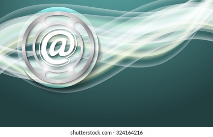 Vector abstract background with waves and email symbol