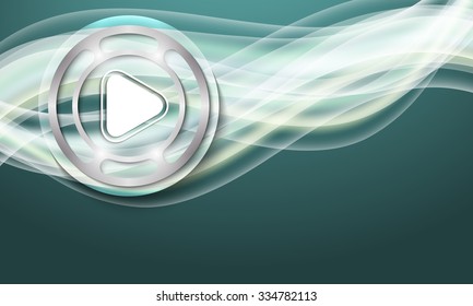 Vector abstract background with waves and play symbol