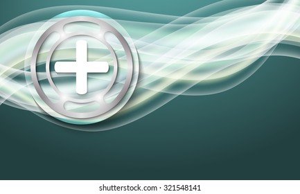 Vector abstract background with waves and plus symbol