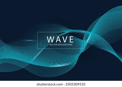 Vektorabstrakter Hintergrund mit wellenförmigen und fließenden Linien und Punkten. Partikelwellendesign. Dynamischer abstrakter Hintergrund