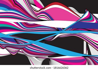 Vector abstract background with wavy and linear elements. An example of a design for the website and poster