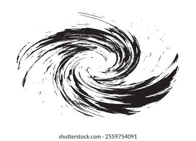 Vector abstract background with a whirlpool of black strokes a swirling motion depicted by ink blots
