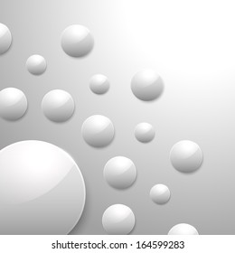 Vector abstract background with white glossy spheres