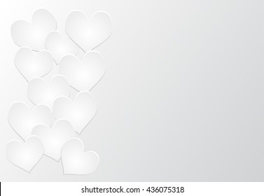 Vector Abstract Background With White Hearts on Gray 
