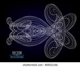Vector abstract background. White lines illustration on dark.