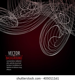 Vector abstract background. White lines illustration on dark .
