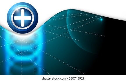 Vector abstract background with white plus icon