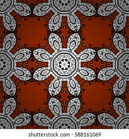 Vector abstract background with white repeating elements on a brown background. Seamless oriental classic white pattern.