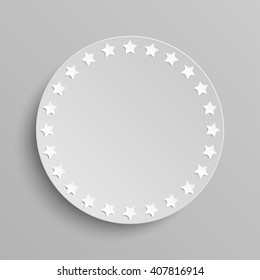 Vector abstract background. White stars in a circle with shadow. Eps 10.