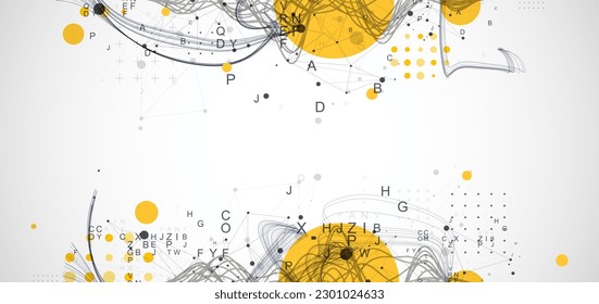 Vector abstract background with a wireframe dynamic pipes, line and particles inside circle.