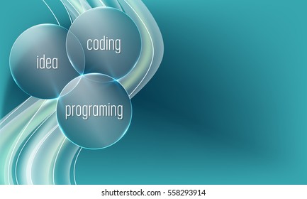 Vector abstract background with the words idea, coding, programing