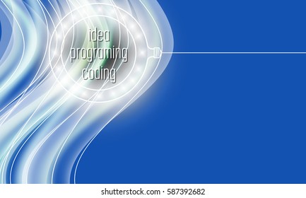 Vector abstract background with the words idea, coding, programing and circular lights