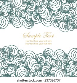Vector abstract background.Invitation card with curled ornament.Doodles elements on white background with place for text.It can be used for decorating of invitations,cards, covers.Vector illustration.