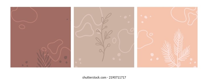 Abstrakte Vektorhintergründe mit floralen und organischen Elementen. 