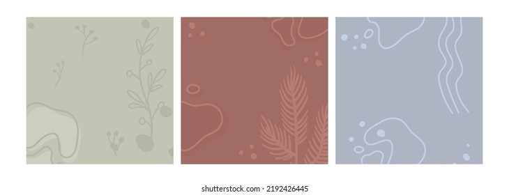  Vectores abstractos con elementos florales y orgánicos. Diseño de textura adecuado para publicaciones en medios sociales, aplicaciones móviles, diseño de carteles.
