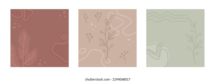  Vectores abstractos con elementos florales y orgánicos. Diseño de textura adecuado para publicaciones en medios sociales, aplicaciones móviles, diseño de carteles.