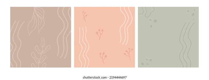 Vector abstract backgrounds with floral and organic elements. Texture design suitable for social media posts, mobile apps, banners design.