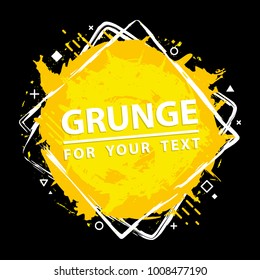 Vector abstract backgrounds with ink brush strokes and geometrical figure . Grunge border. Vector colorful paint splashes. Paint splat.  Grunge frame with space for your text.