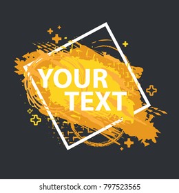 Vector abstract backgrounds with ink brush strokes and geometrical figure . Grunge border. Vector colorful paint splashes. Paint splat.  Grunge frame with space for your text