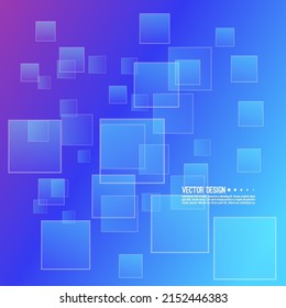 Vector abstract backgrounds with intersecting rectangular shapes. Illustration with floating transparent squares. Science and research concept.