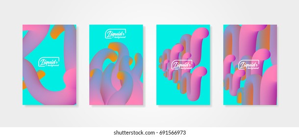 Vector abstract backgrounds liquid objects. Set of cover templates. Template for design gift card, cover, poster, presentation, flyer or placard.