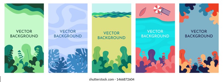 Vector abstract backgrounds set. Minimalist landscape. Element for design business cards, invitations, gift cards, flyers, brochures, banners, posters, social media stories wallpapers. 