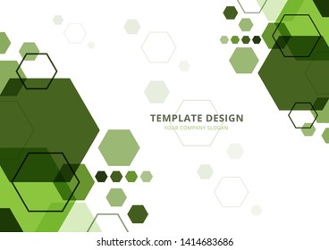 Vector Abstract Background,Template Design, Hexagon green Tone
