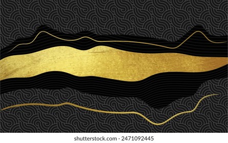 Fondo abstracto del Vector, patrón japonés de la naturaleza de lujo o productos premium. Diseño del logotipo con estilo lineal de moda. voucher, flyer, folleto. Cubierta del libro del menú Ilustración vectorial de estilo japonés.