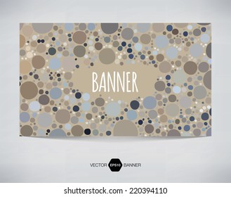 Vector abstract banner with beige and gray irregular circles background