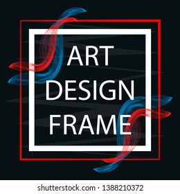 Vector abstract banner in bright colors. Art frame white on a black background. Frame with colored stripes.