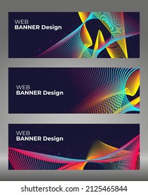 Vector abstract banner with colored dynamic waves, lines. Wave flow. Digital frequency track equalizer. Future futuristic template with abstract neon stripes for banner, booklet, cover