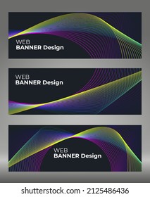 Vector abstract banner with colored dynamic waves, lines. Wave flow. Digital frequency track equalizer. Future futuristic template with abstract neon stripes for banner, booklet, cover