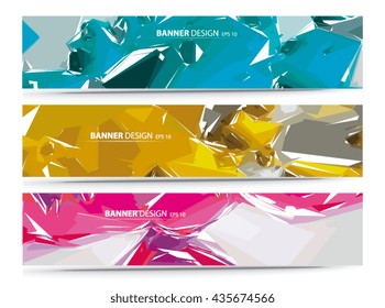 VECTOR ABSTRACT BANNER, cyan yellow magenta and grey