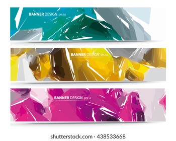 VECTOR ABSTRACT BANNER, cyan yellow magenta and grey