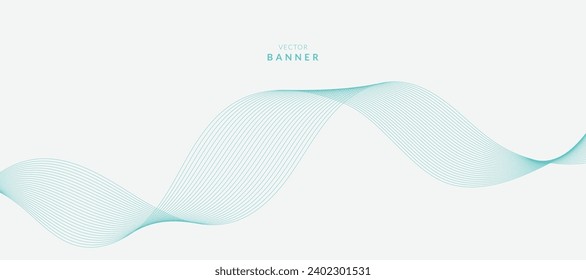 Diseño de pancartas abstractas vectoriales. Fondo en forma de vector fluido. Patrón clásico de patrón de banner para medios sociales y sitios web. Líneas onduladas azules. Onda b