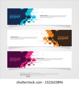 Vector abstract banner design template. Collection of Ink abstract template. Can used for design web banner, header, footer, layout, letterhed, landing page, social media promotion and advertising.