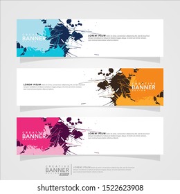 Vector abstract banner design template. Collection of Ink abstract template. Can used for design web banner, header, footer, layout, letterhed, landing page, social media promotion and advertising.