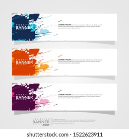 Vector abstract banner design template. Collection of Ink abstract template. Can used for design web banner, header, footer, layout, letterhed, landing page, social media promotion and advertising.