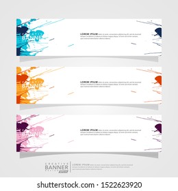 Vector abstract banner design template. Collection of Ink abstract template. Can used for design web banner, header, footer, layout, letterhed, landing page, social media promotion and advertising.