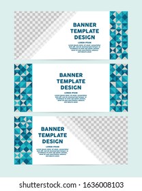 Vector abstract banner design template.  Abstract geometric web design banner template with triangles. Header, lay out for web page. 