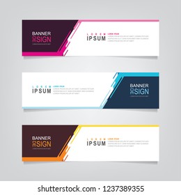 Vector abstract banner design web template. Abstract geometric design banner web template on grey background. Header footer Web Design Elements. Collection of web banner template