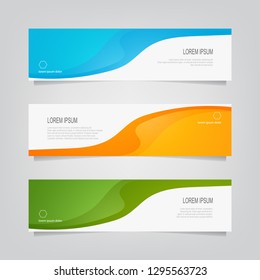 Vector abstract banner design web template. Abstract wavy geometric banner. Trendy gradient shapes composition. can used for header, footer, layout, letterhed, landing page.