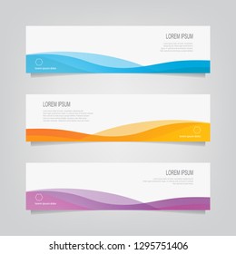 Vector abstract banner design web template. Abstract wavy geometric banner. Trendy gradient shapes composition. can used for header, footer, layout, letterhed, landing page.