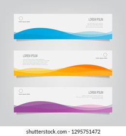 Vector abstract banner design web template. Abstract wavy geometric banner. Trendy gradient shapes composition. can used for header, footer, layout, letterhed, landing page.