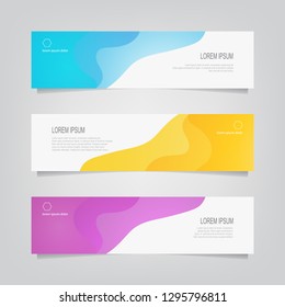 Vector abstract banner design web template. Abstract wavy geometric banner. Trendy gradient shapes composition. can used for header, footer, layout, letterhed, landing page.