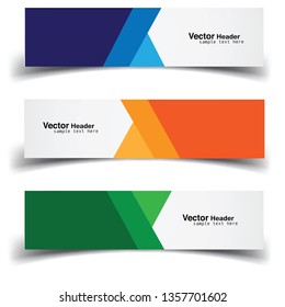 Vector abstract banner design web template. Abstract geometric design banner web template on white background. Header footer Web Design Elements. Collection of web banner template - Vector set - eps10