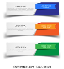 Plantilla web de diseño de banners abstracto de vectores. Plantilla web de banner de diseño geométrico abstracto sobre fondo blanco. Elementos de diseño web de pie de encabezado. Colección de plantillas de banner web - Conjunto de vectores - eps10