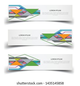 Vector abstract banner design web template. Abstract design banner web template on white background. Header footer Web Design Elements. Collection of web banner template - Vector set